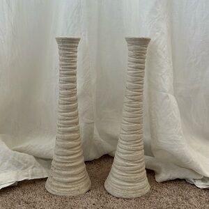 2 Vintage ceramic pottery candlestick holders